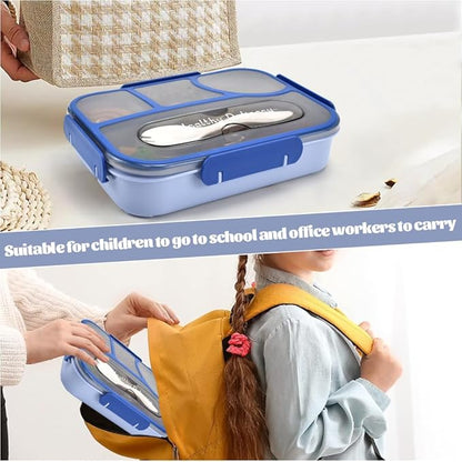 Leak-Proof 4-Compartment Lunch Box with Spoon
