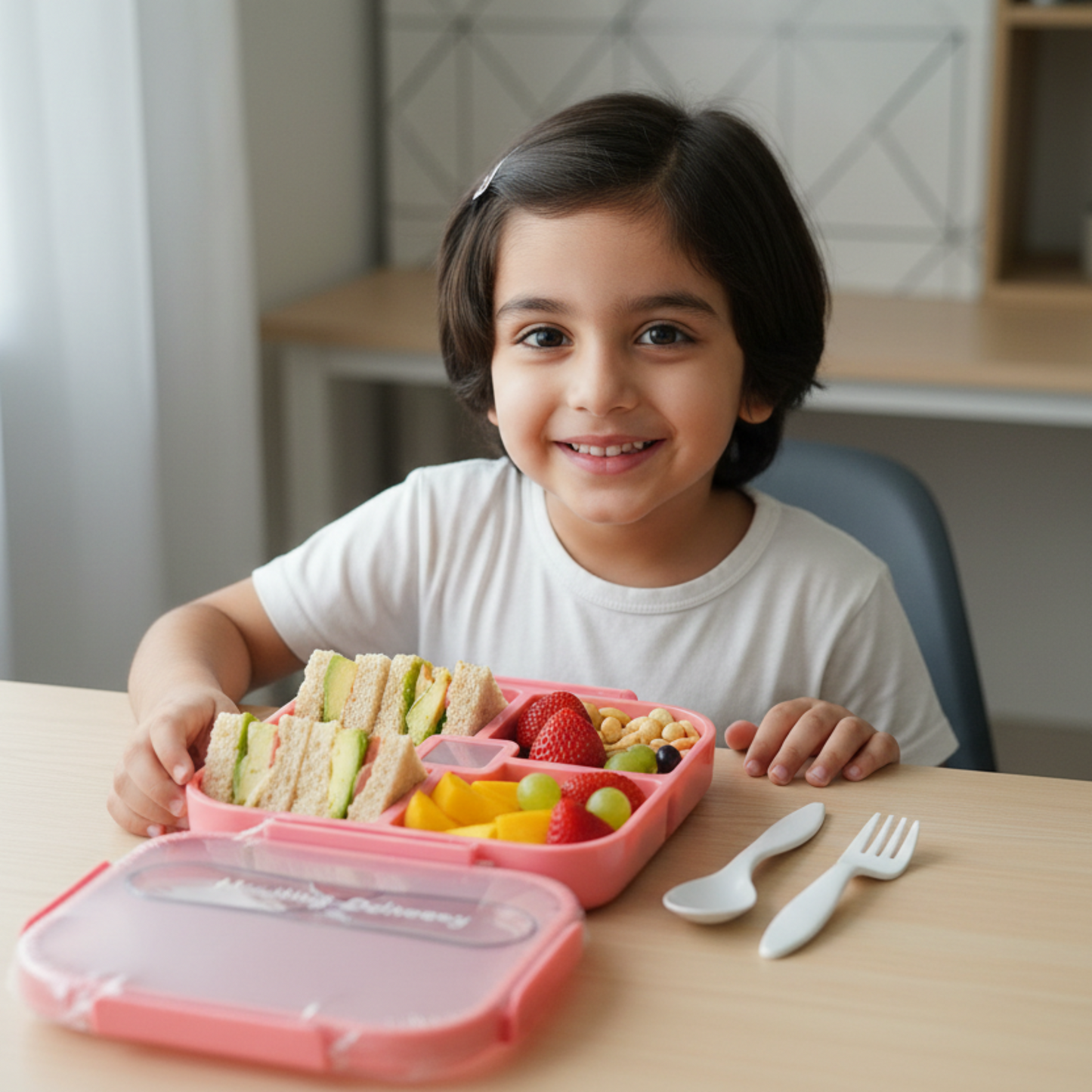 Pakistani child with lunch box