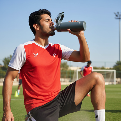 TYESO bottle with Pakistani football player